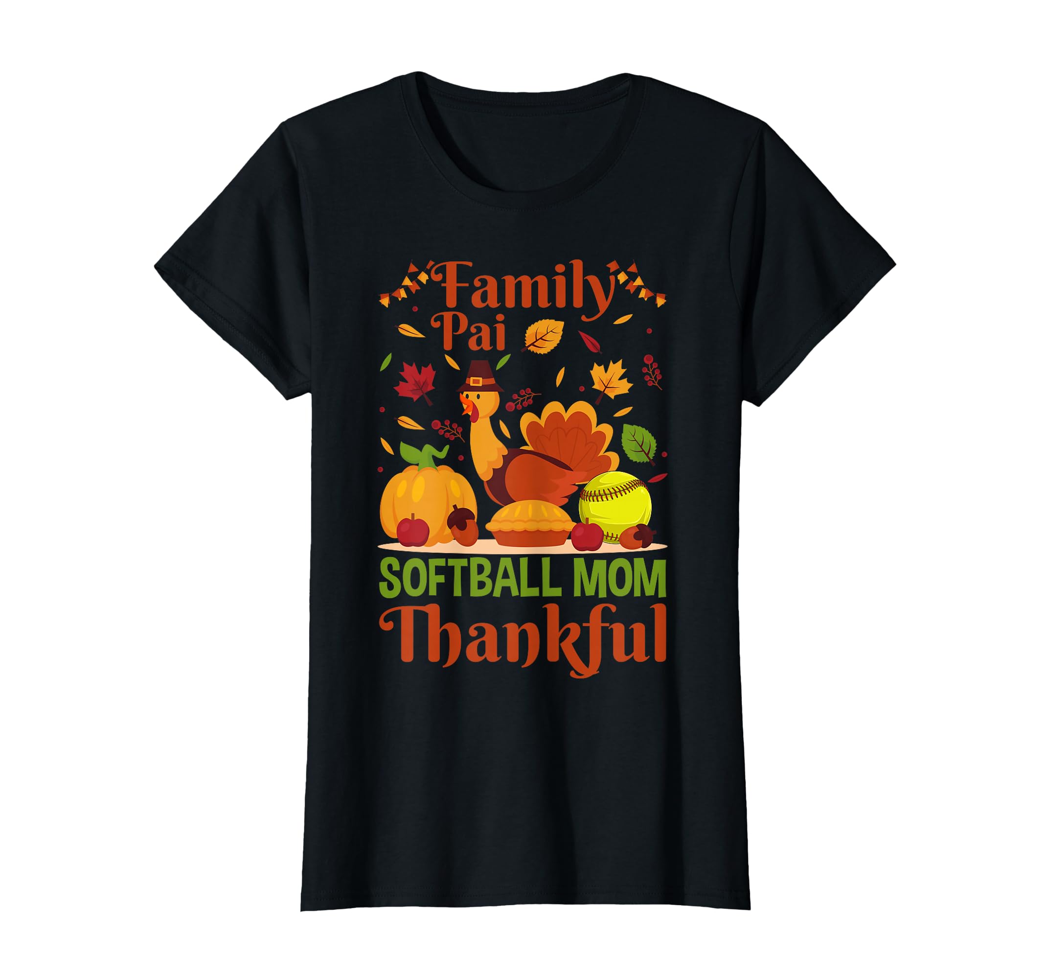 Family Pie Softball Mom Thankful T-Shirt - Minimalist Print for Adults - T-Shirt, Sweatshirt, Hoodie