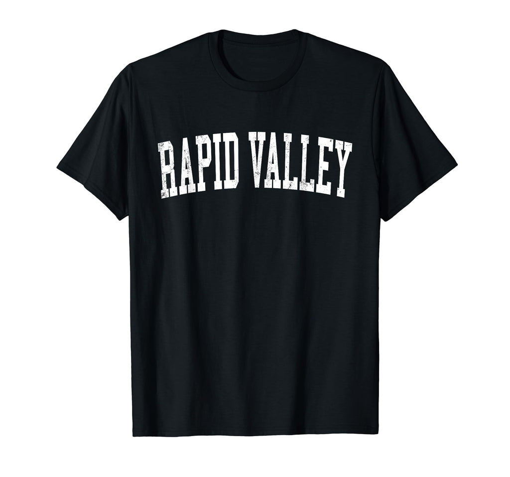 Rapid Valley Sd Distressed White Varsity T-Shirt - Minimalist Print Unisex - T-Shirt, Sweatshirt, Hoodie