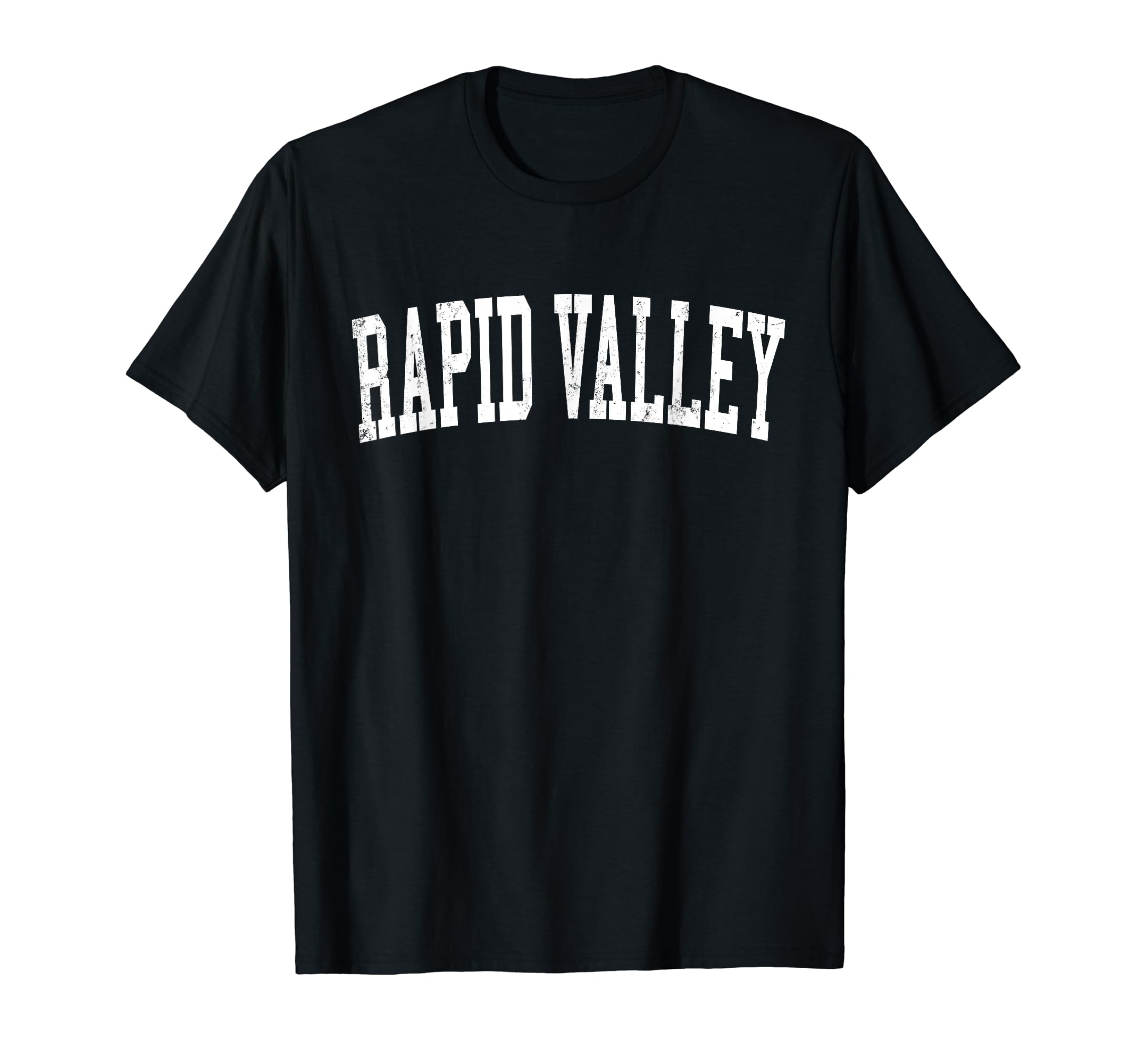 Rapid Valley Sd Distressed White Varsity T-Shirt - Minimalist Print Unisex - T-Shirt, Sweatshirt, Hoodie