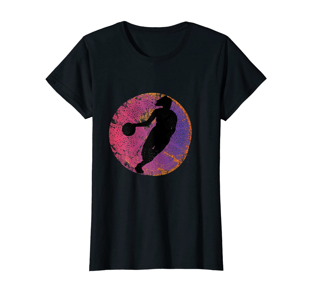 Sunset Basketball Distressed Womens T-Shirt - Trendy Graphic for Adults - T-Shirt, Sweatshirt, Hoodie