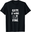 Funny Cats Wine Make Everything Fine - Adult & Kids T-Shirts, Sweatshirts & Hoodies apparel design preview 1