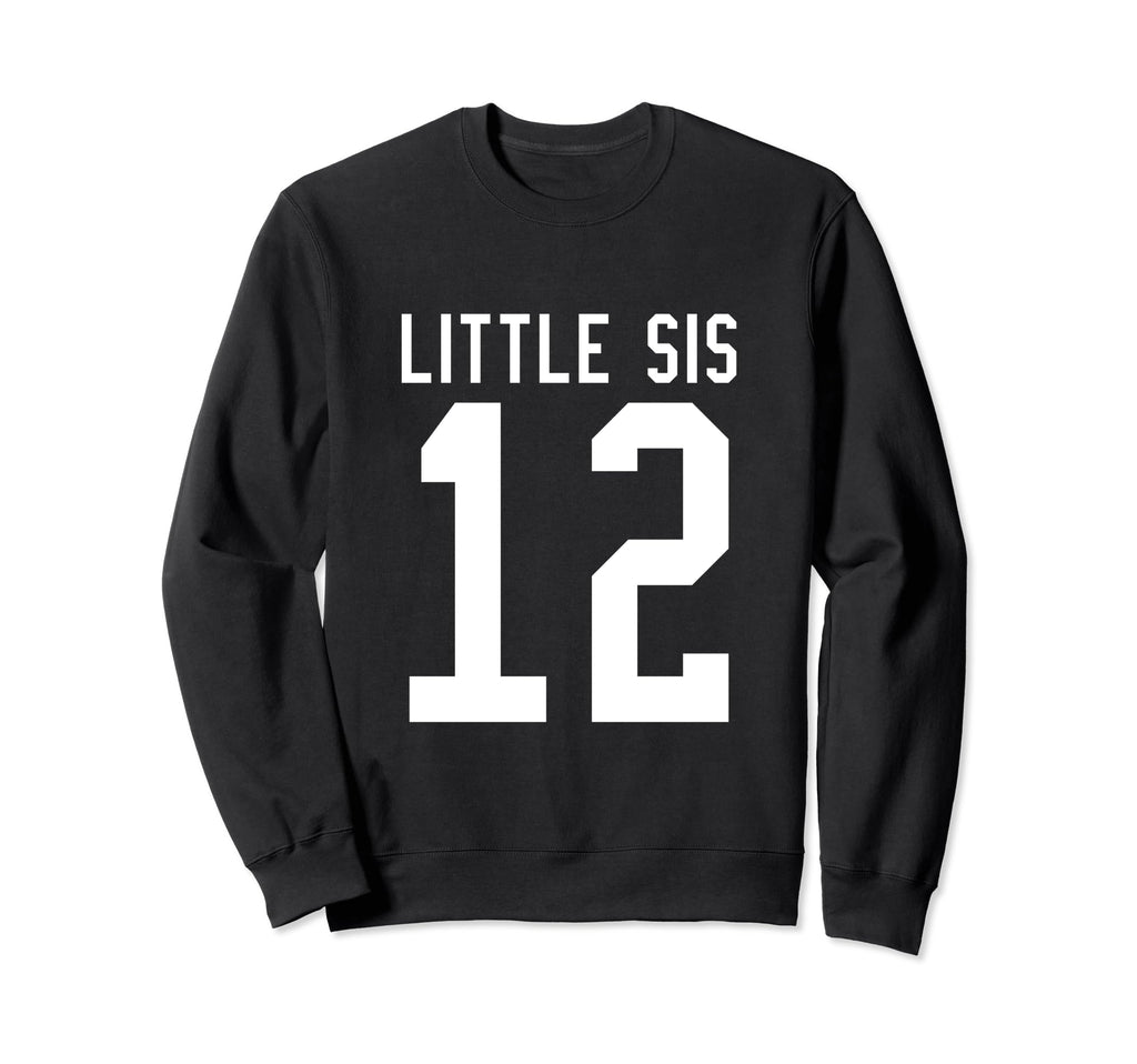 Number 12 Little Sis Biggest Fan Sweatshirt - Minimalist Print for Adults - T-Shirt, Sweatshirt, Hoodie