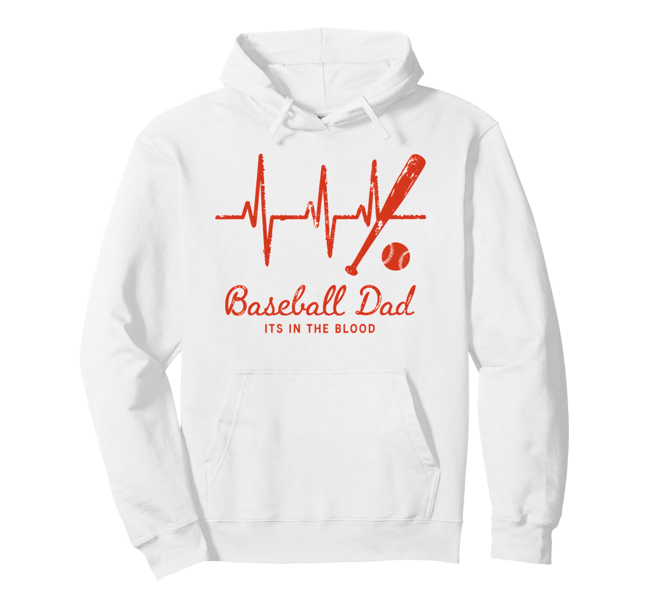 Baseball Dad Baseball Heartbeat Hoodie - Novelty Apparel for Adults - T-Shirt, Sweatshirt, Hoodie