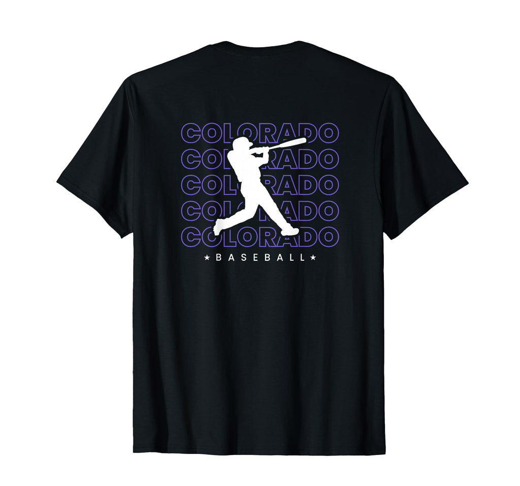 Colorado Baseball Backprint Minimalist T-Shirt - Trendy Graphic for Adults - T-Shirt, Sweatshirt, Hoodie