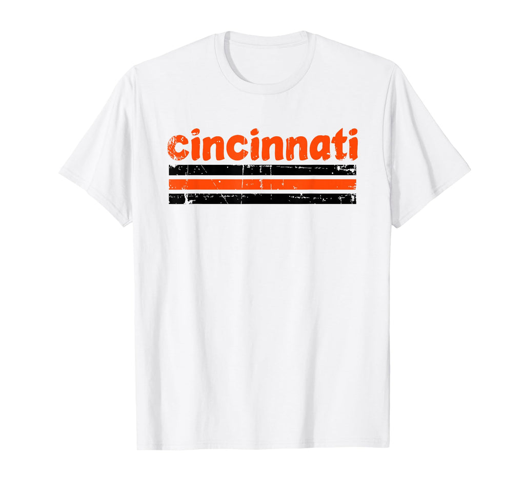 Cincinnati Ohio Three Stripe Weathered T-Shirt - Custom Art Print Men Women - T-Shirt, Sweatshirt, Hoodie