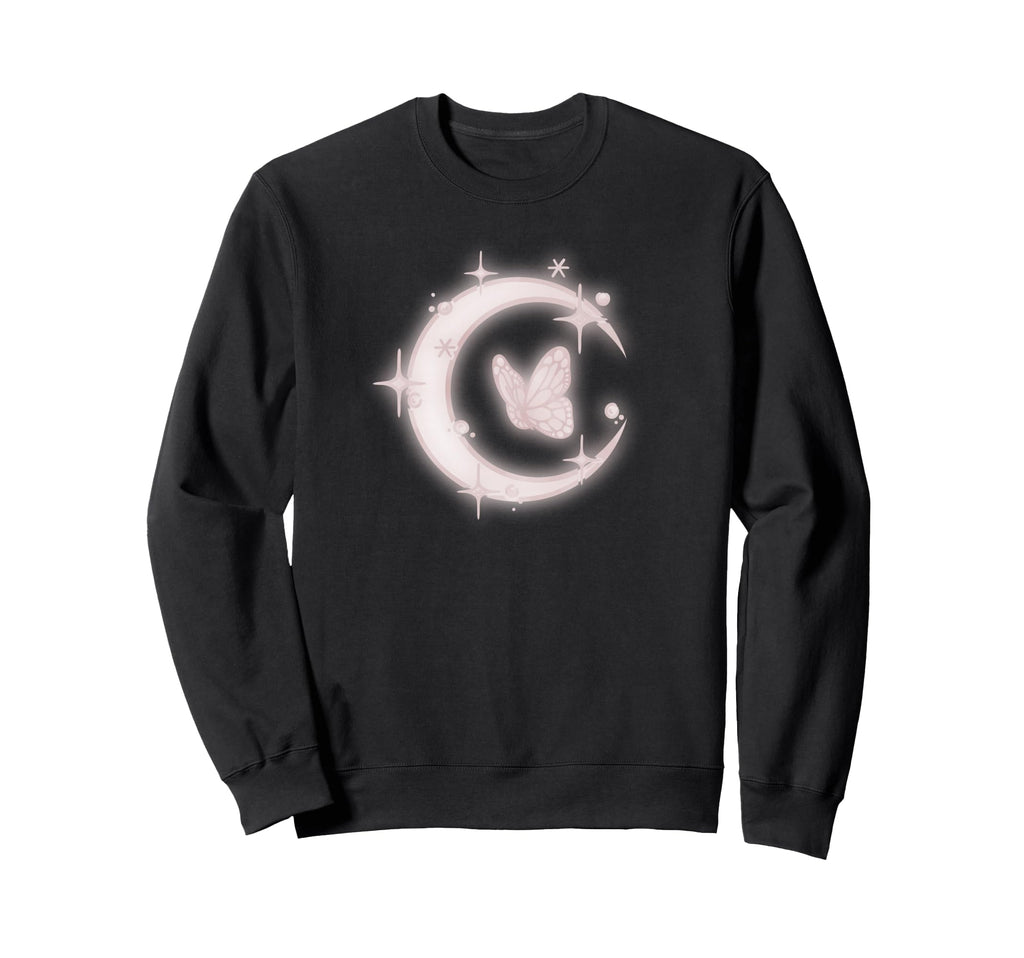Butterfly And Moon Shine Starry Sky Sweatshirt - Trendy Graphic Men Women - T-Shirt, Sweatshirt, Hoodie
