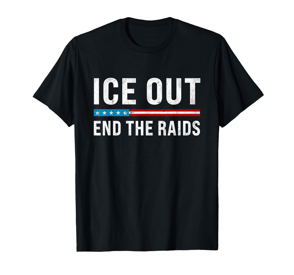 Ice Out End Raids Us Flag Distressed T-Shirt - Unique Graphic Men Women - T-Shirt, Sweatshirt, Hoodie