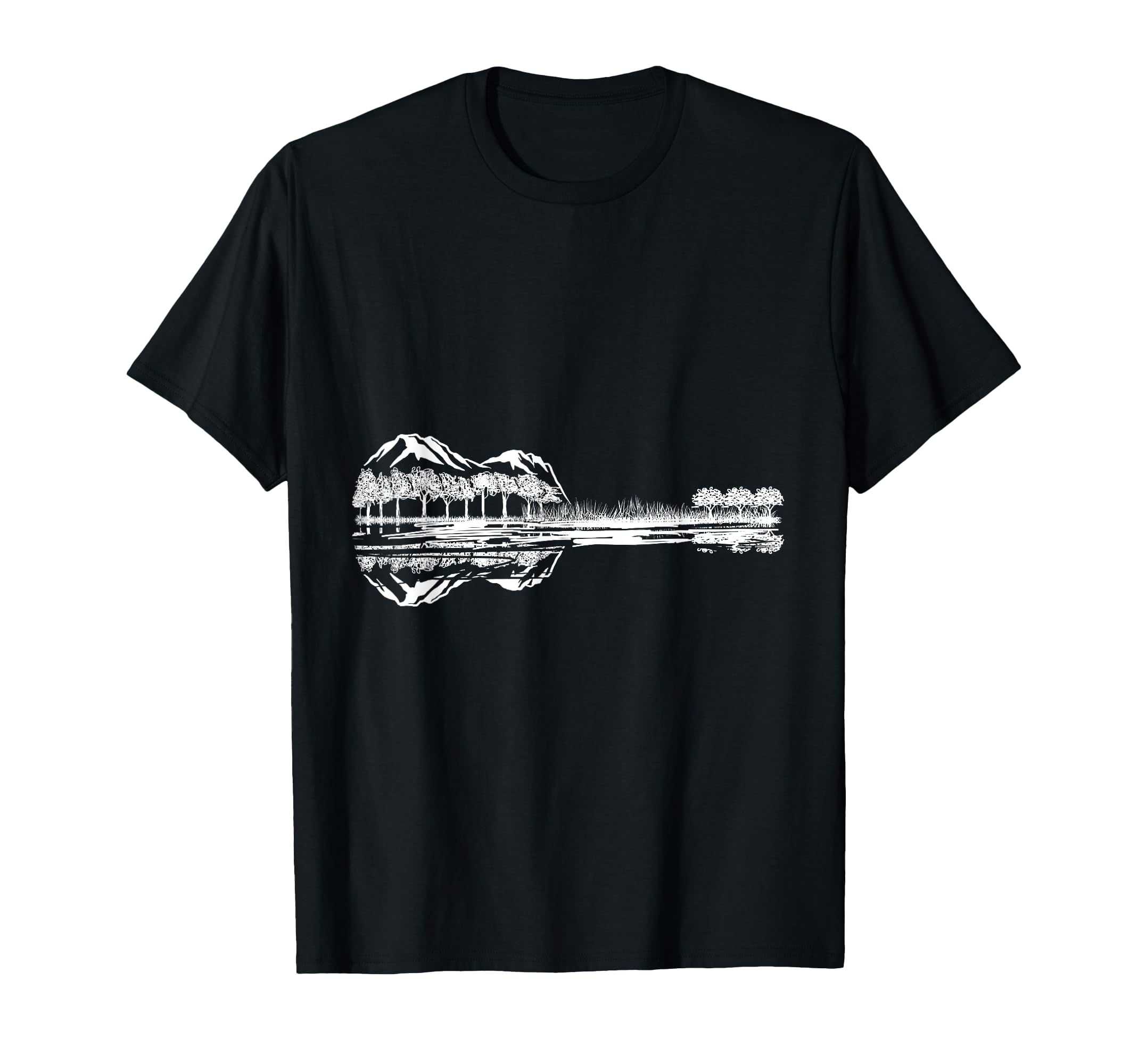 Guitar Lake Reflection Musician T-Shirt - Fun Novelty Design Men Women - T-Shirt, Sweatshirt, Hoodie