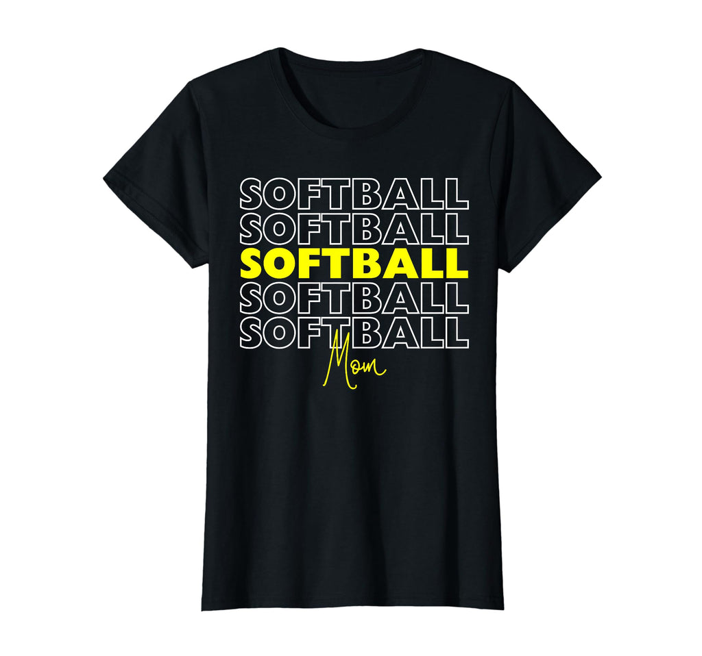 Softball Mom Yellow Softball Team Mom T-Shirt - Trendy Graphic for Adults - T-Shirt, Sweatshirt, Hoodie