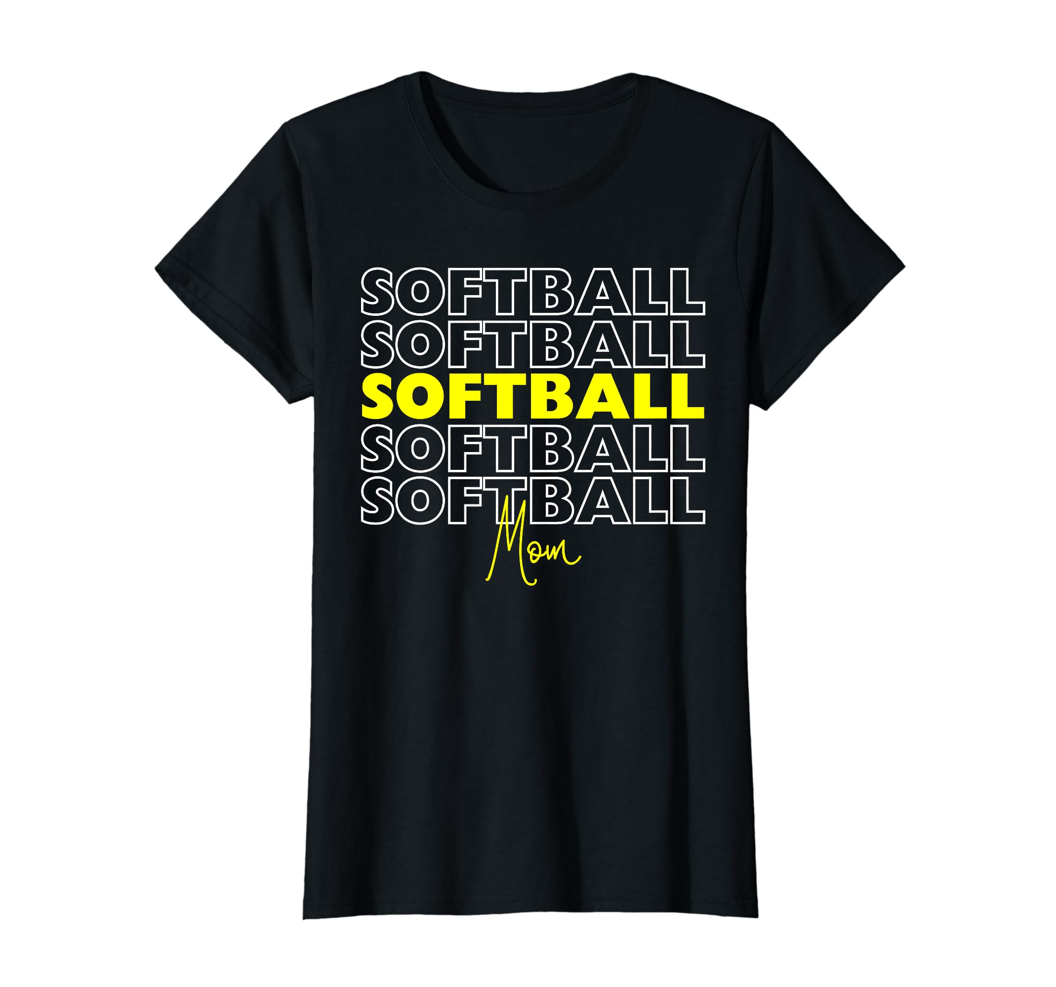 Softball Mom Yellow Softball Team Mom T-Shirt - Trendy Graphic for Adults - T-Shirt, Sweatshirt, Hoodie