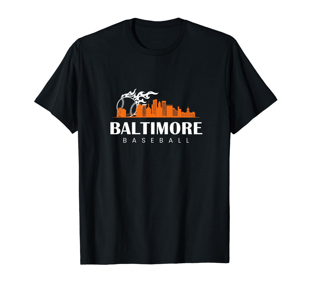 Baltimore Baseball Minimal City Skyline T-Shirt - Trendy Graphic Men Women - T-Shirt, Sweatshirt, Hoodie