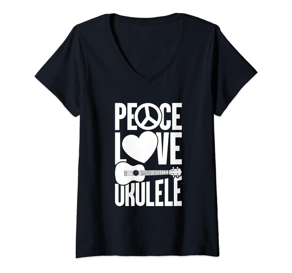 Peace Love Music Ukulele Instrument Hoodie - Graphic Print for Adults - T-Shirt, Sweatshirt, Hoodie