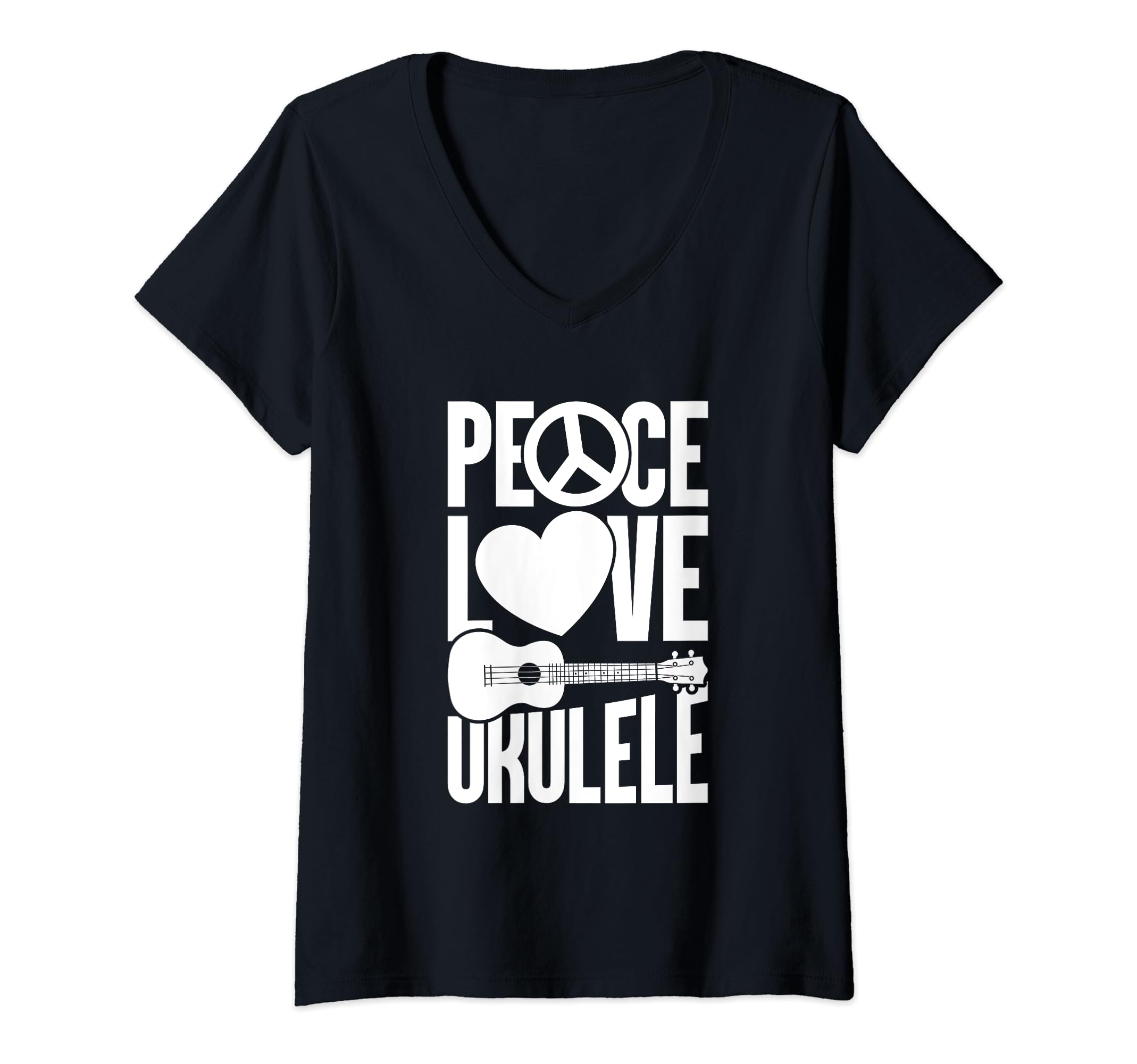 Peace Love Music Ukulele Instrument Hoodie - Graphic Print for Adults - T-Shirt, Sweatshirt, Hoodie