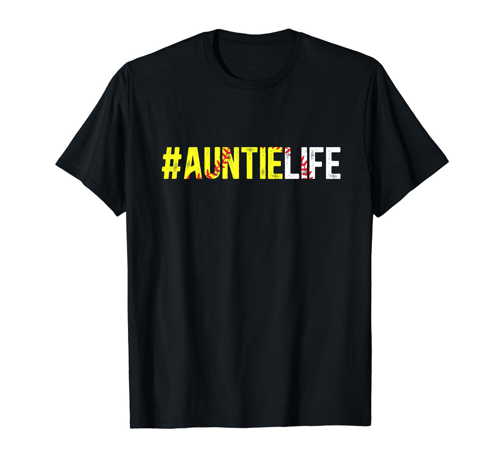 Baseball Softball Auntie Life Softball T-Shirt - Graphic Print for Adults - T-Shirt, Sweatshirt, Hoodie