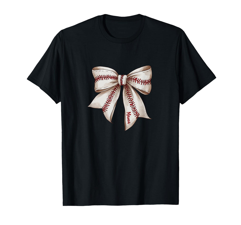 Baseball Mama Bow Mom T-Shirt - Unique Graphic for Adults - T-Shirt, Sweatshirt, Hoodie