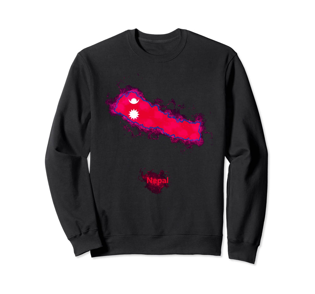 Nepal Flag Distressed Nepal Map Sweatshirt - Unique Graphic Unisex - T-Shirt, Sweatshirt, Hoodie