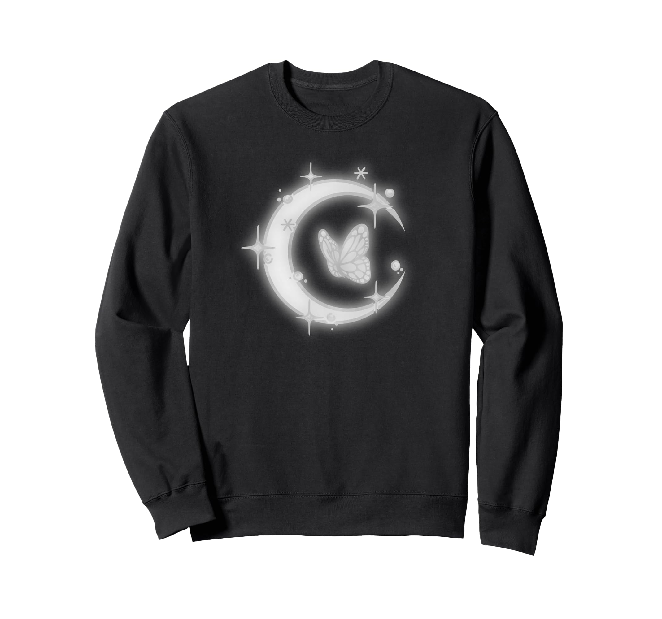 Moon And Butterfly Shine Starry Sweatshirt - Streetwear Style for Adults - T-Shirt, Sweatshirt, Hoodie