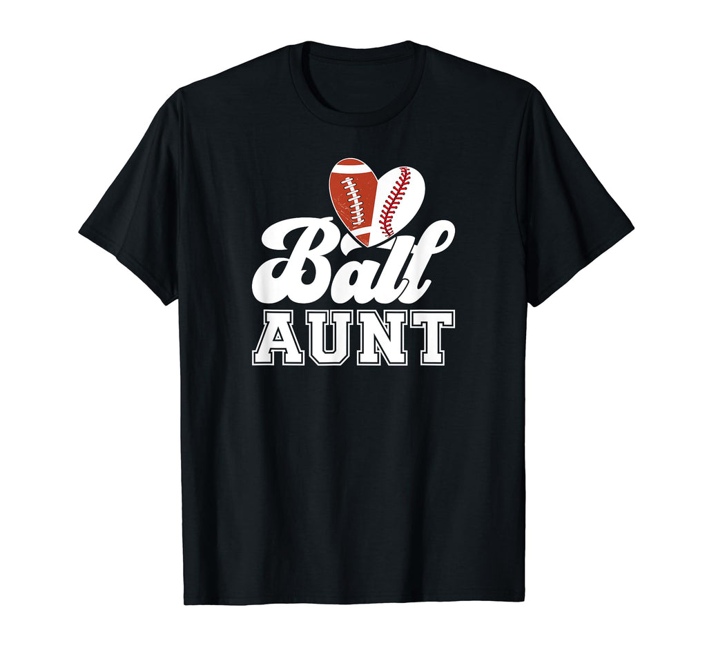 Ball Aunt Heart Baseball Football Aunt T-Shirt - Novelty Apparel Unisex - T-Shirt, Sweatshirt, Hoodie