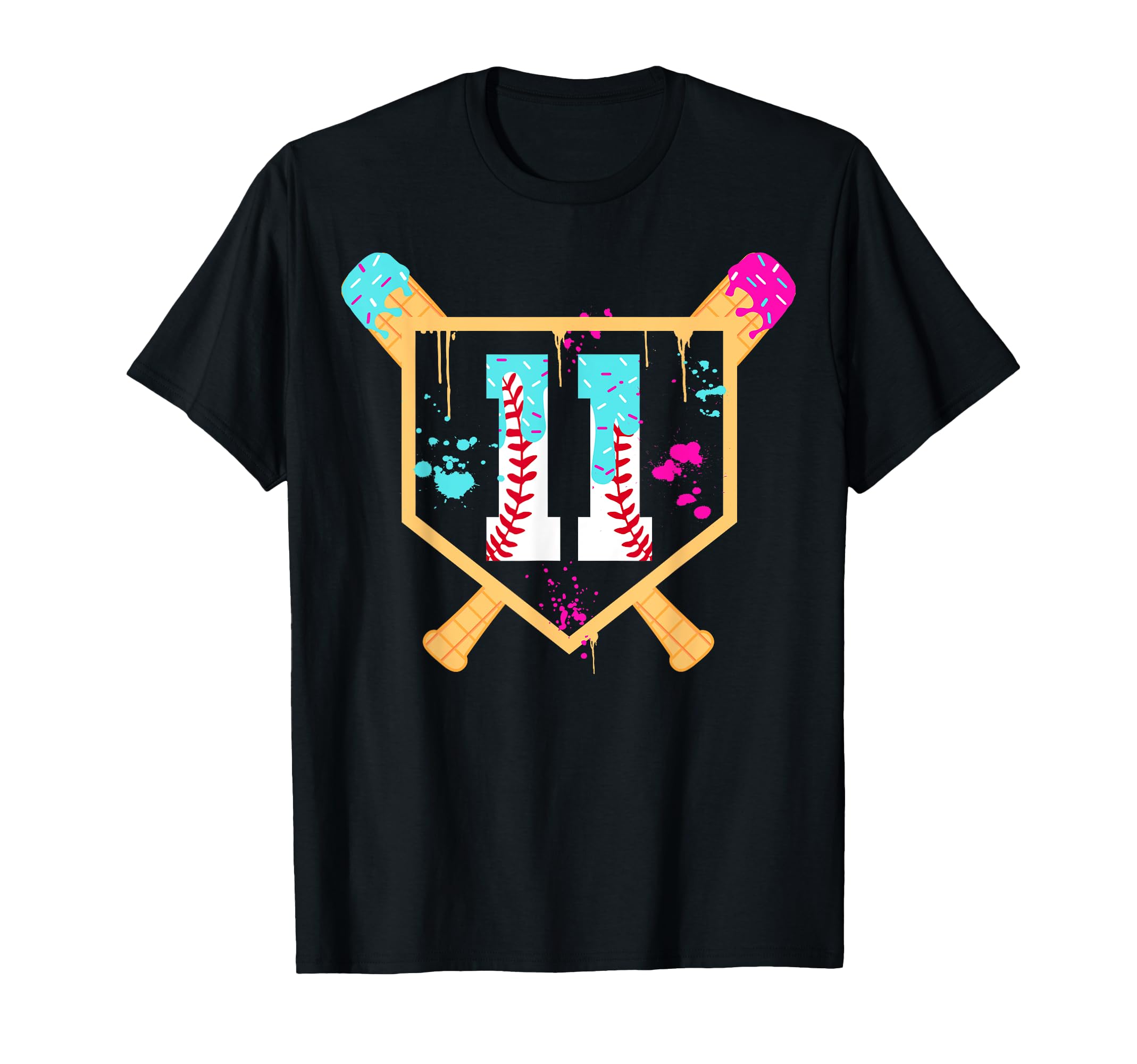 Baseball 11 Year Old Ice Cream Drip T-Shirt - Minimalist Print for Adults - T-Shirt, Sweatshirt, Hoodie