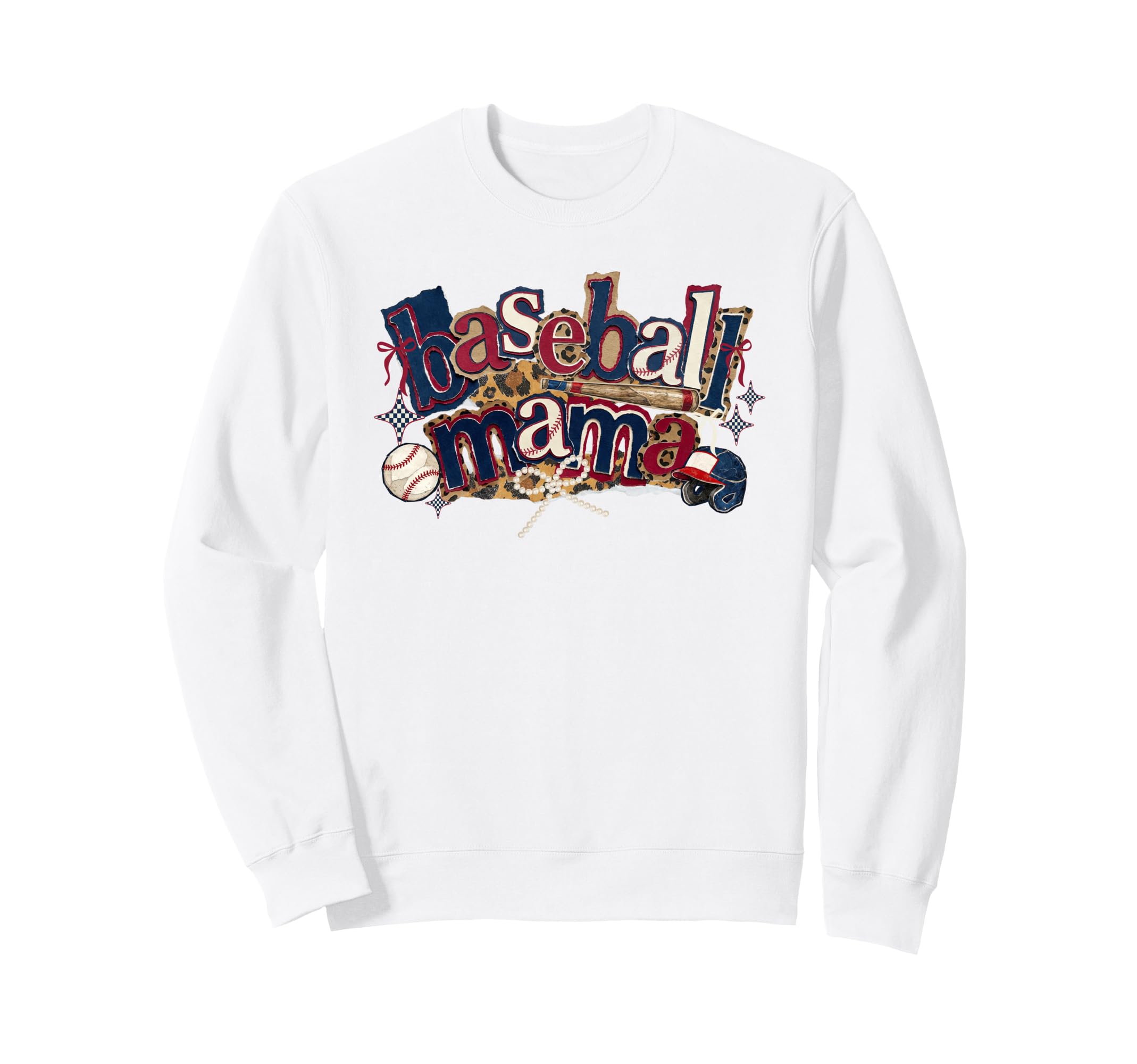 Baseball Mama Leopard Coquette Bow Sweatshirt - Graphic Print Unisex - T-Shirt, Sweatshirt, Hoodie