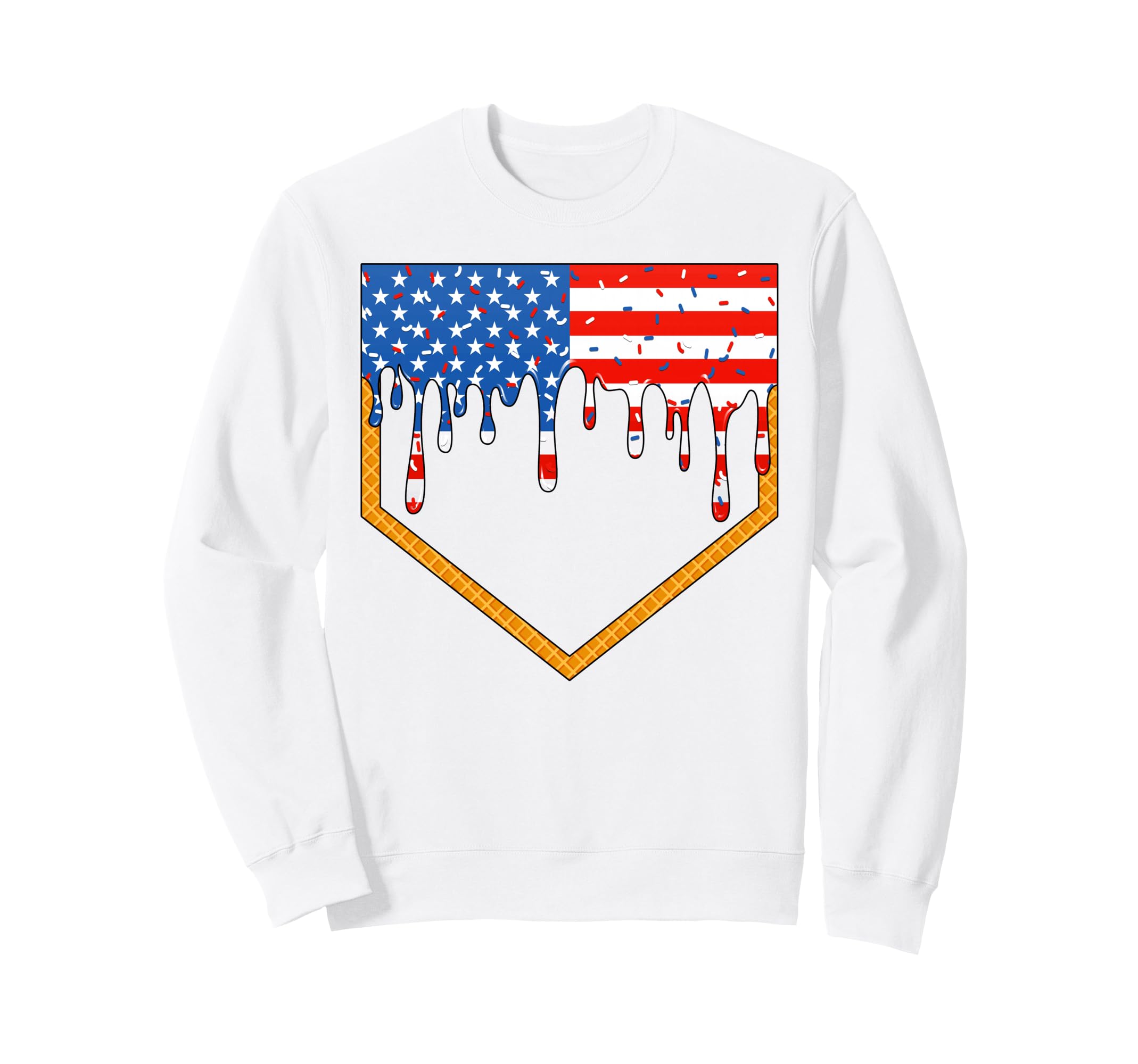 4Th July Baseball Ice Cream Drip Sweatshirt - Casual Everyday Wear Unisex - T-Shirt, Sweatshirt, Hoodie