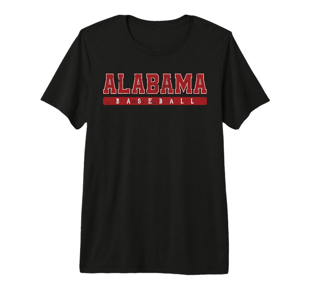 Alabama Baseball Red Text Tri Blend T-Shirt - Custom Art Print Unisex - T-Shirt, Sweatshirt, Hoodie