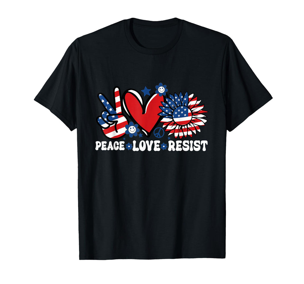 Peace Love Resist American Flag T-Shirt - Minimalist Print Men Women - T-Shirt, Sweatshirt, Hoodie