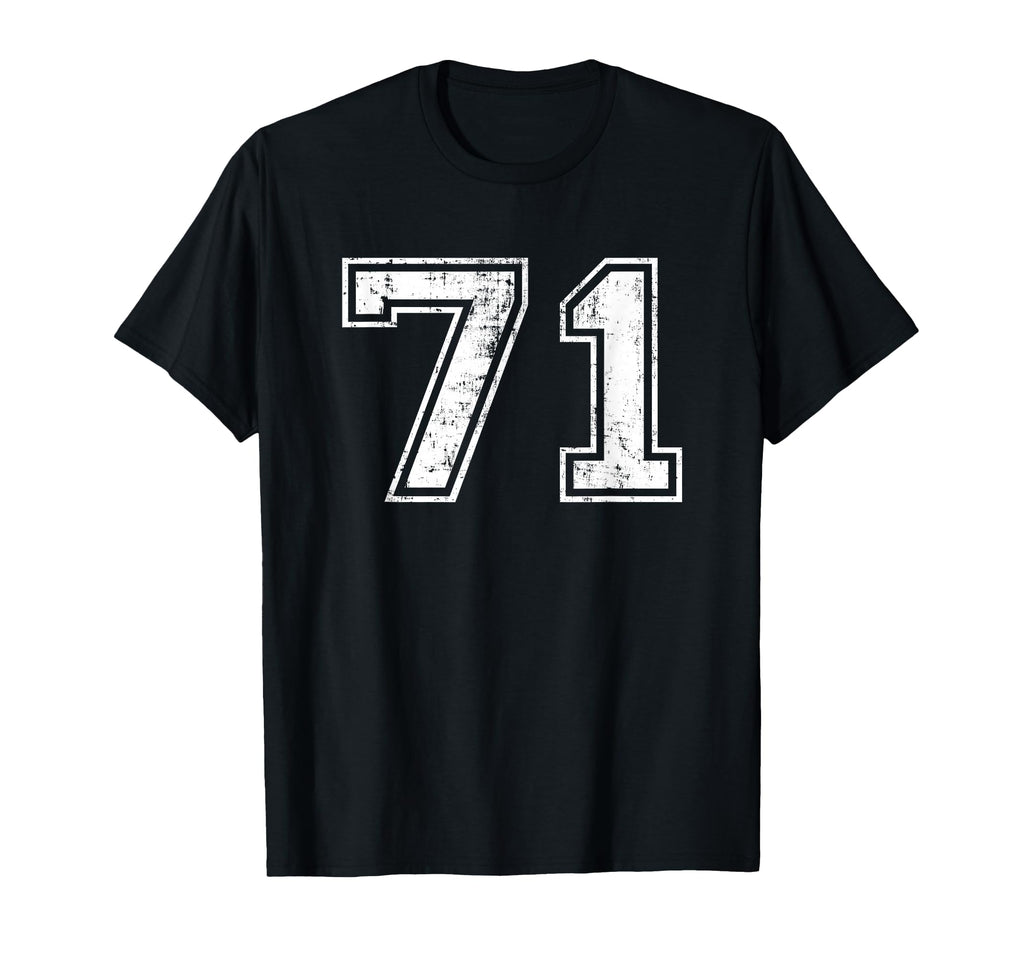 Number 71 Seventy One Distressed T-Shirt - Fun Novelty Design Unisex - T-Shirt, Sweatshirt, Hoodie