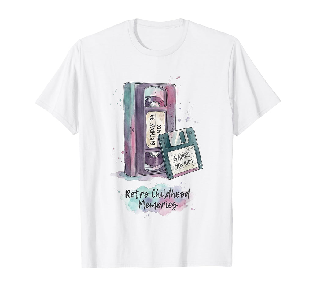 Childhood Memories Vhs Tape Floppy Disk T-Shirt - Custom Art Print Unisex - T-Shirt, Sweatshirt, Hoodie