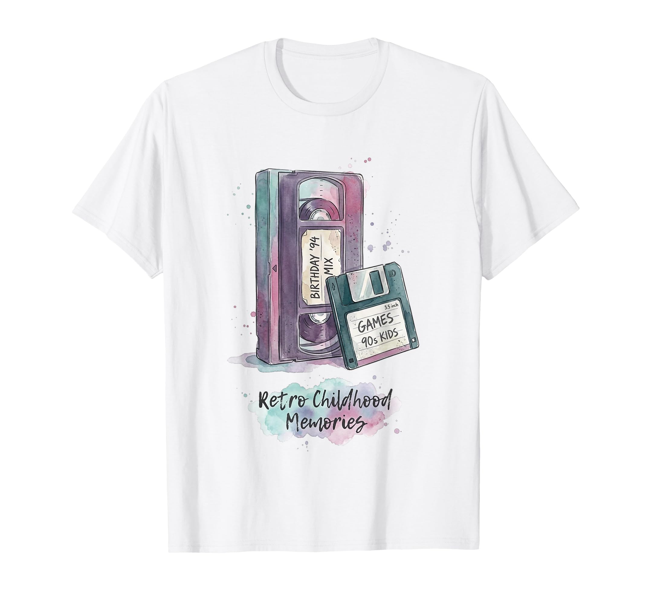Childhood Memories Vhs Tape Floppy Disk T-Shirt - Custom Art Print Unisex - T-Shirt, Sweatshirt, Hoodie