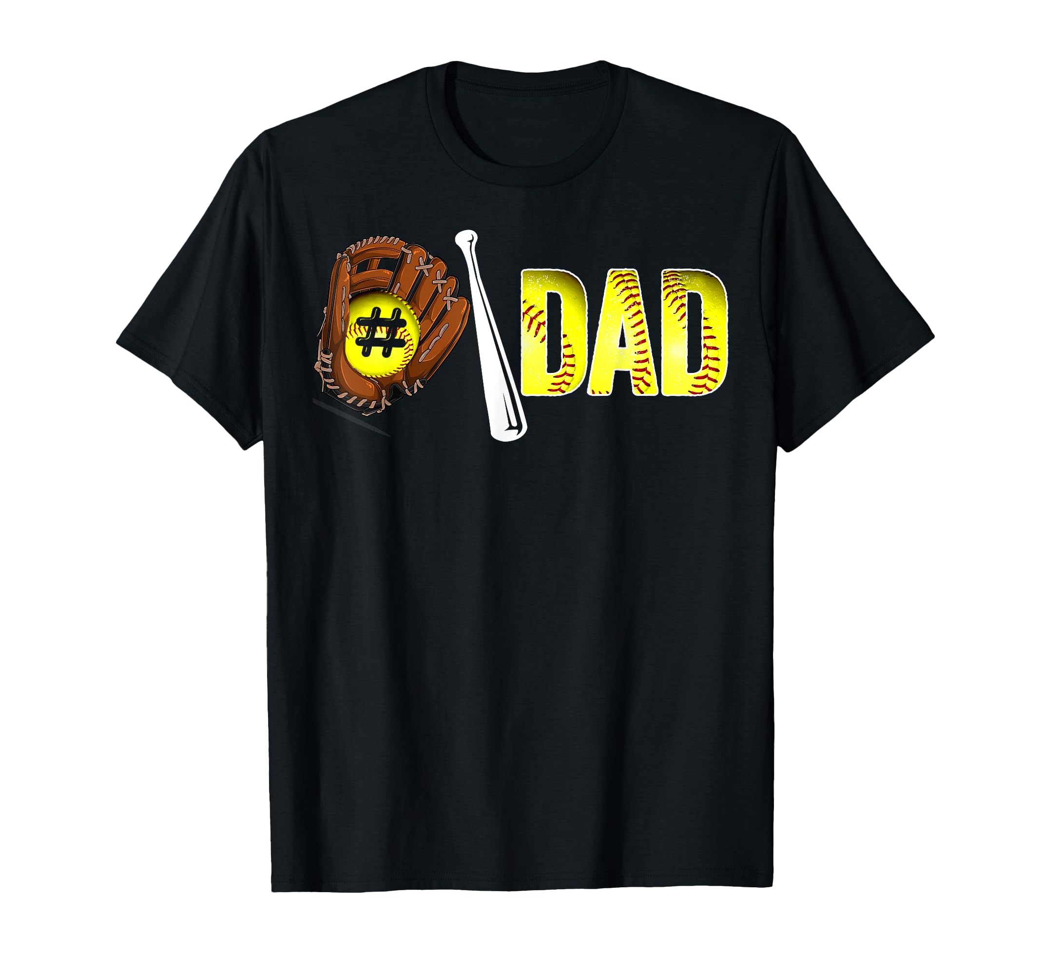 Number One Softball Dad Fathers Day T-Shirt - Custom Art Print for Adults - T-Shirt, Sweatshirt, Hoodie