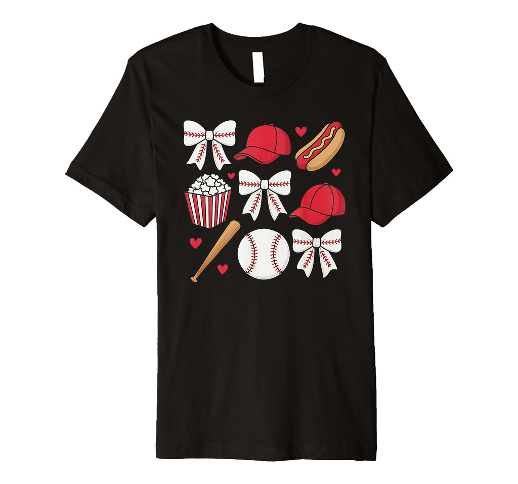 Coquette Bow Baseball Game Day Cheer Mom T-Shirt - Minimalist Print Unisex - T-Shirt, Sweatshirt, Hoodie