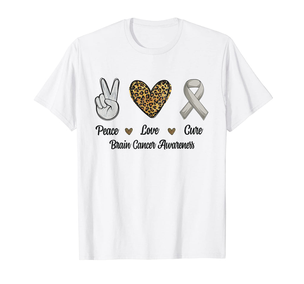Peace Love Cure Brain Cancer T-Shirt - Custom Art Print Men Women - T-Shirt, Sweatshirt, Hoodie