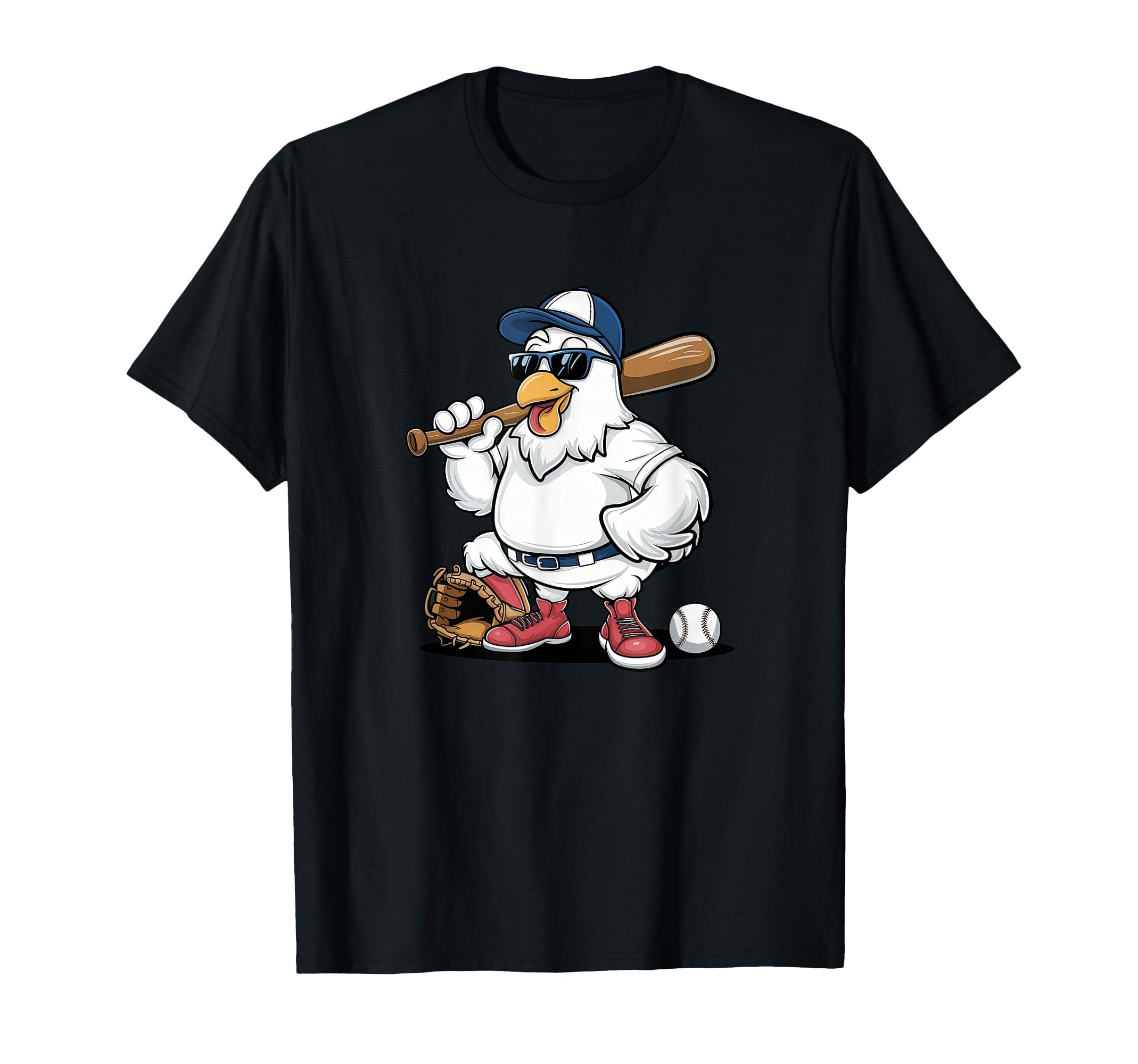 Baseball Playing Chicken Funny T-Shirt - Casual Everyday Wear Men Women - T-Shirt, Sweatshirt, Hoodie