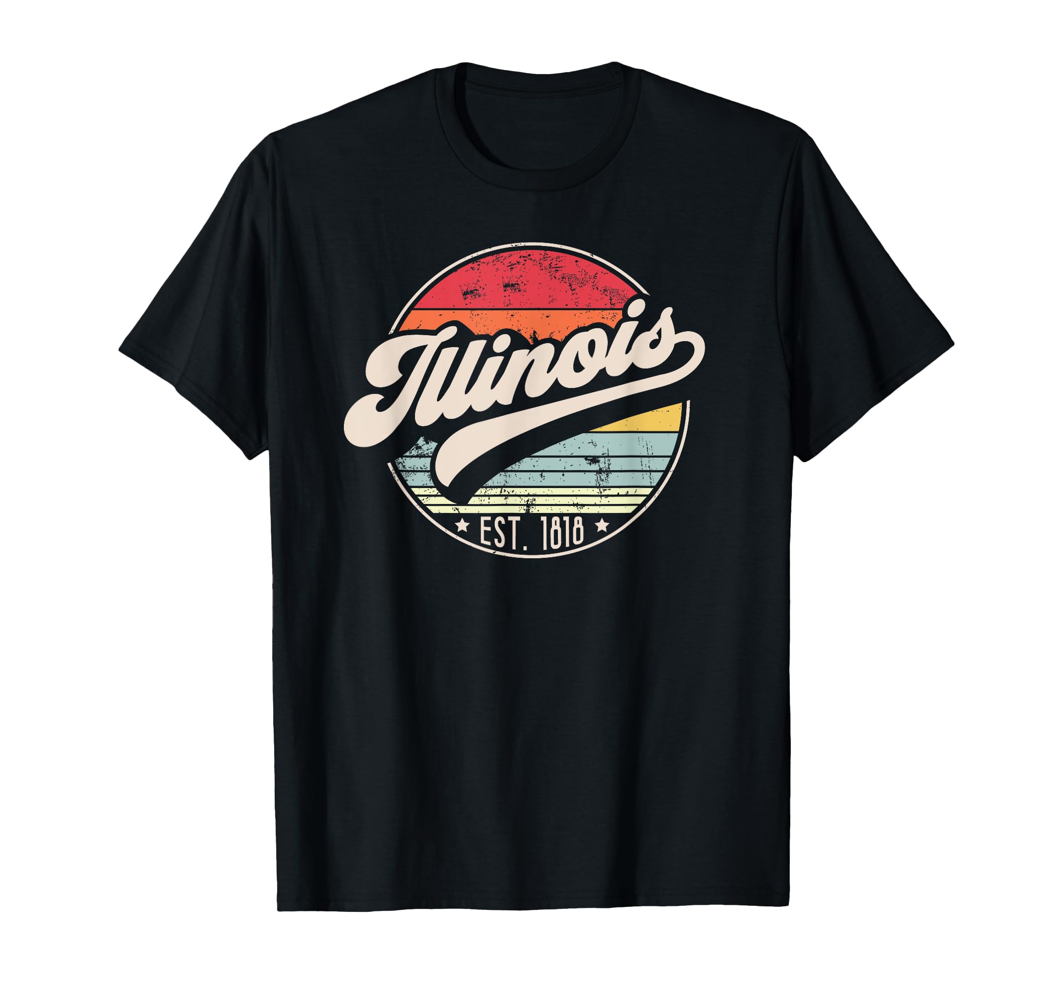 Illinois Home State Il 70S Sunset T-Shirt - Graphic Print Men Women - T-Shirt, Sweatshirt, Hoodie