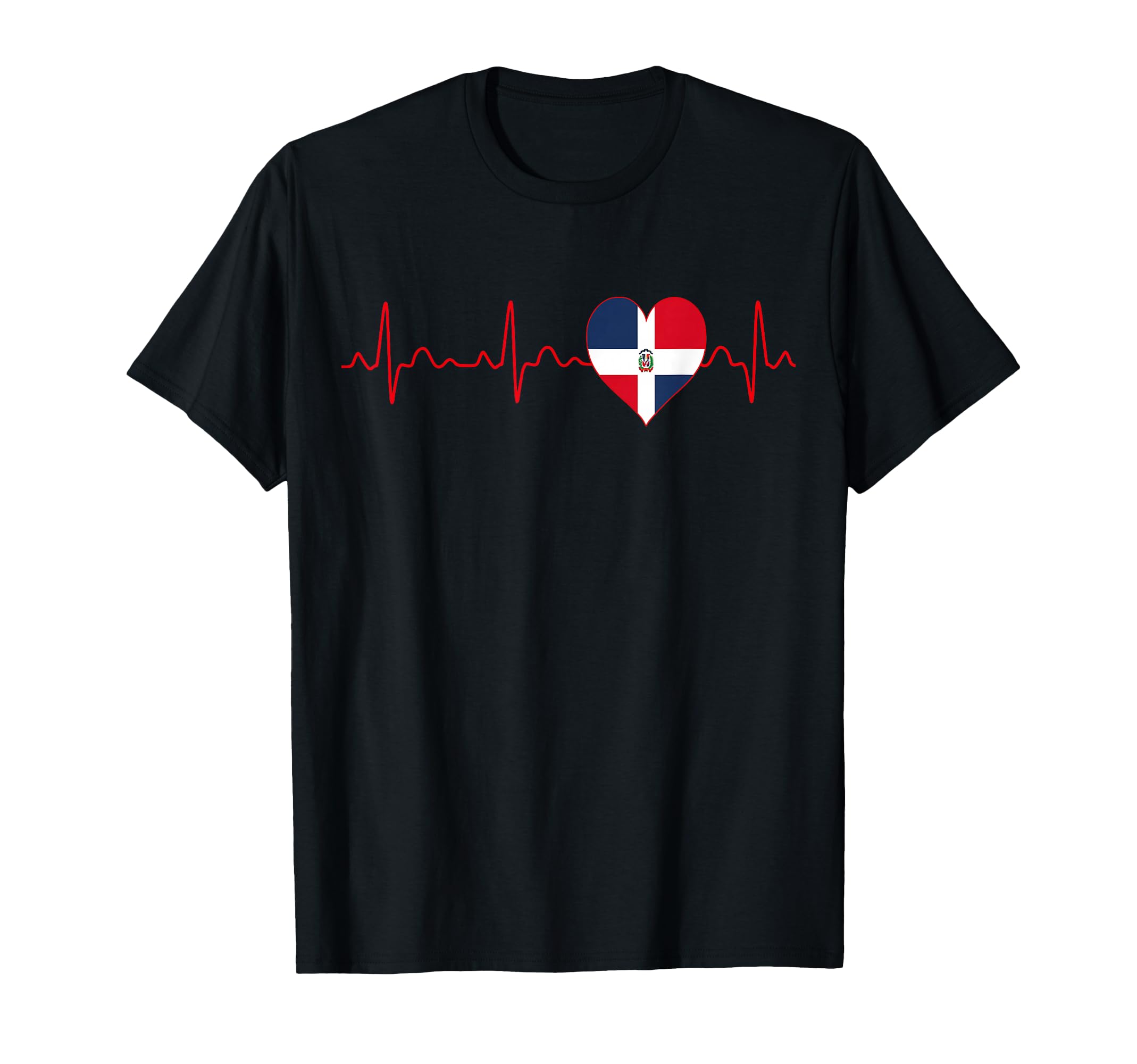 Dominican Republic Flag Heartbeat Ekg T-Shirt - Trendy Graphic for Adults - T-Shirt, Sweatshirt, Hoodie