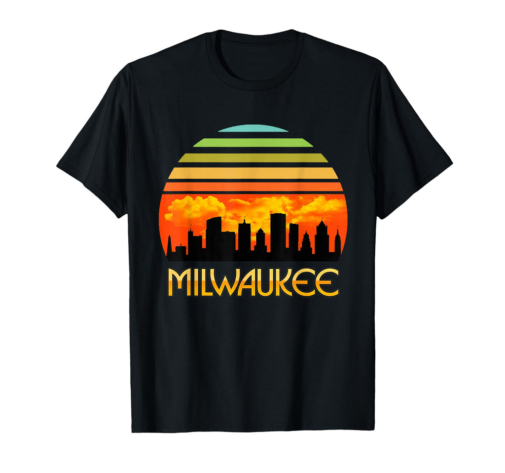 Sunset Downtown Milwaukee Skyline T-Shirt - Novelty Apparel Unisex - T-Shirt, Sweatshirt, Hoodie