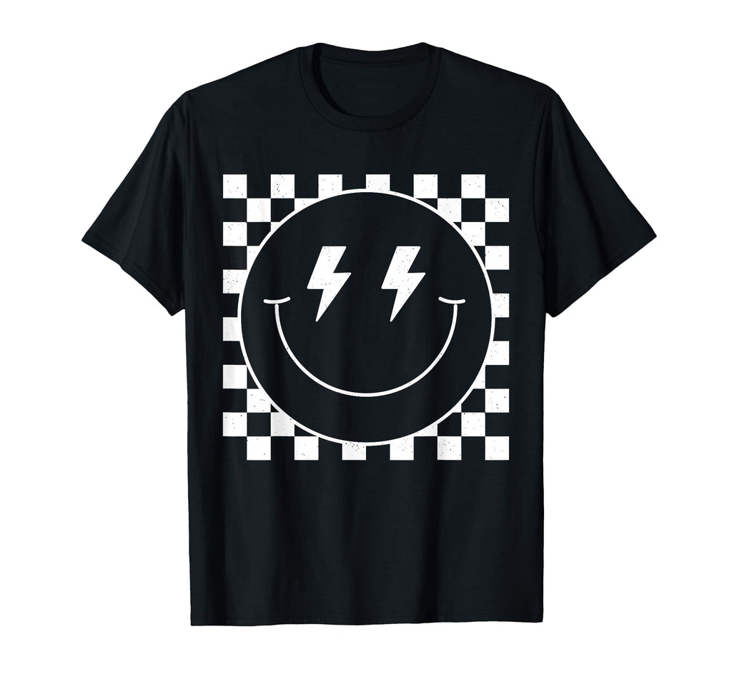 White Checkered Smile Face Smiling Face T-Shirt - Unique Graphic for Adults - T-Shirt, Sweatshirt, Hoodie