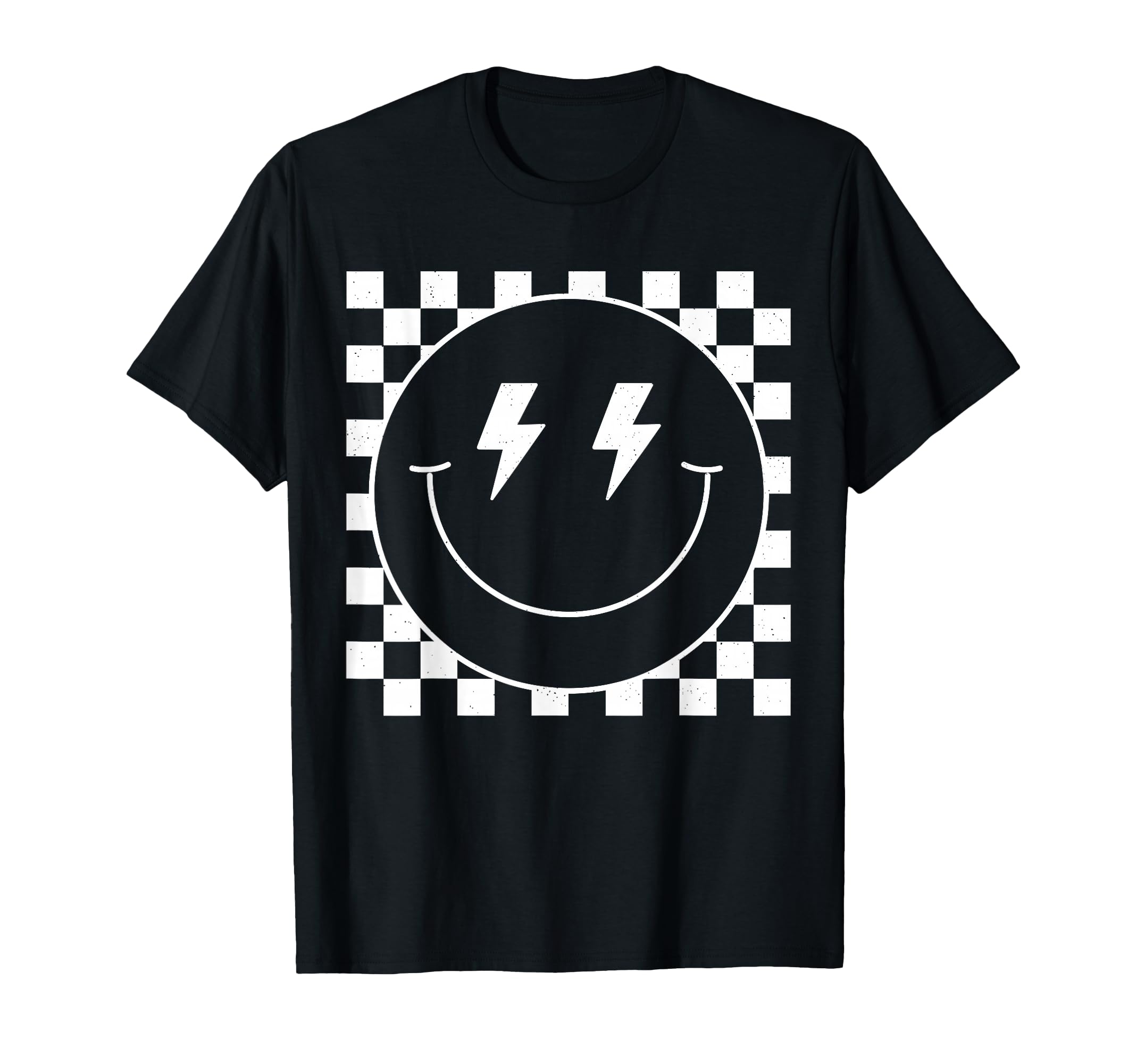 White Checkered Smile Face Smiling Face T-Shirt - Unique Graphic for Adults - T-Shirt, Sweatshirt, Hoodie