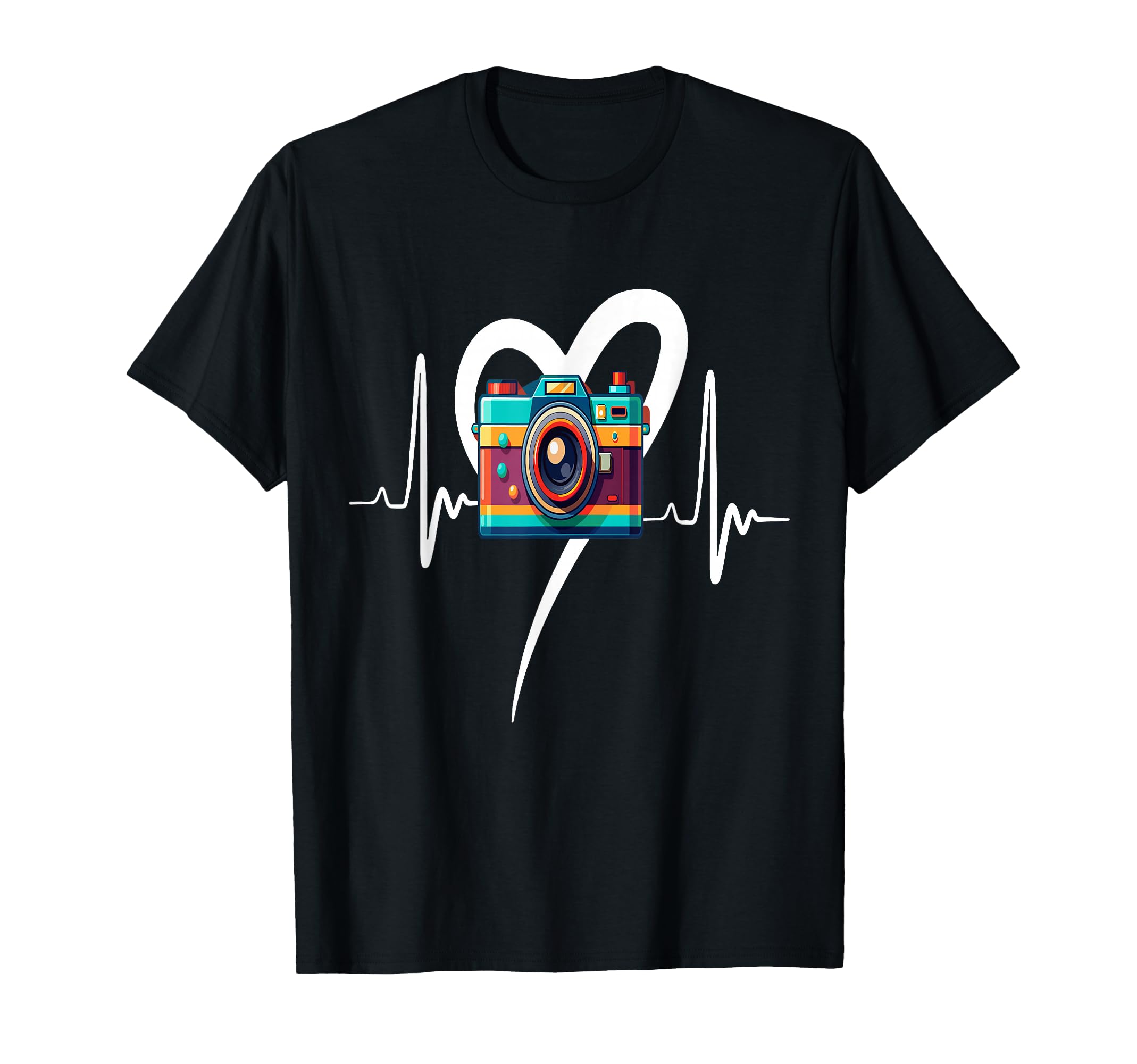 Womens Funny Camera Heartbeat T-Shirt - Minimalist Print for Adults - T-Shirt, Sweatshirt, Hoodie