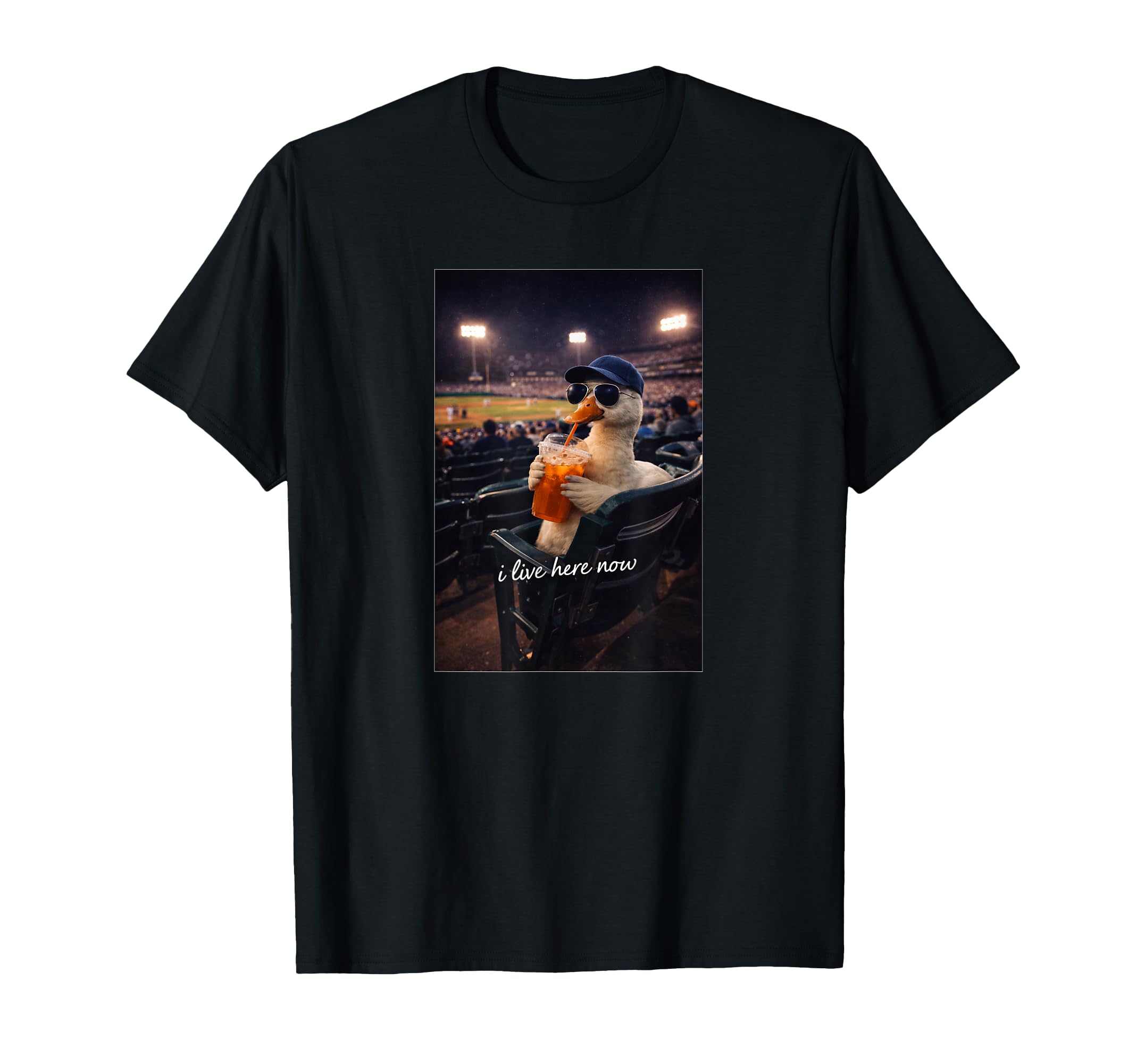 I Live Here Now Goose Funny Ballfield T-Shirt - Novelty Apparel Men Women - T-Shirt, Sweatshirt, Hoodie