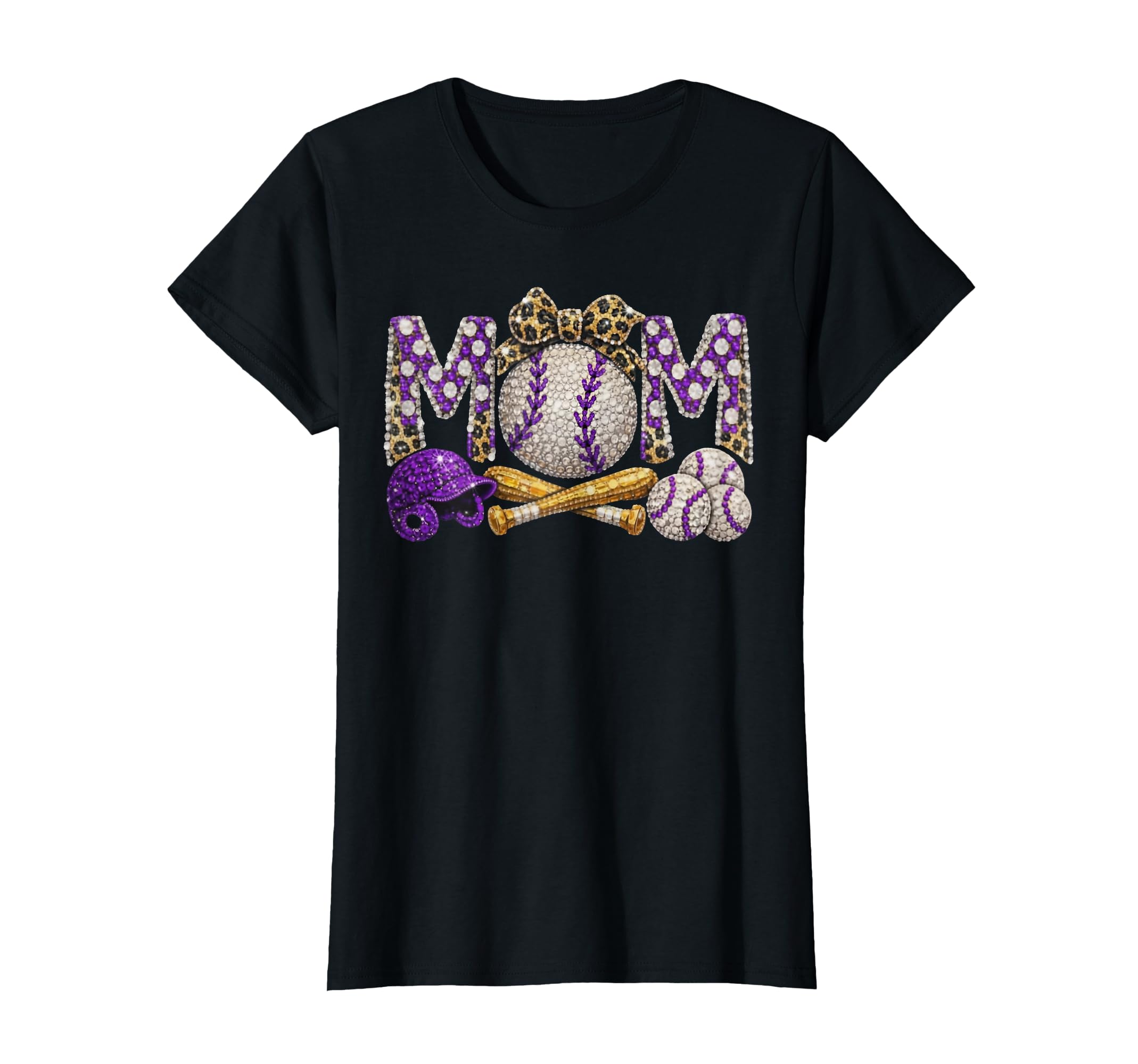 Funny Mom Mommy Mama Baseball Leopard T-Shirt - Novelty Apparel for Adults - T-Shirt, Sweatshirt, Hoodie