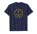 Rhode Island Flag Distressed Anchor T-Shirt - Minimalist Print Men Women - T-Shirt, Sweatshirt, Hoodie