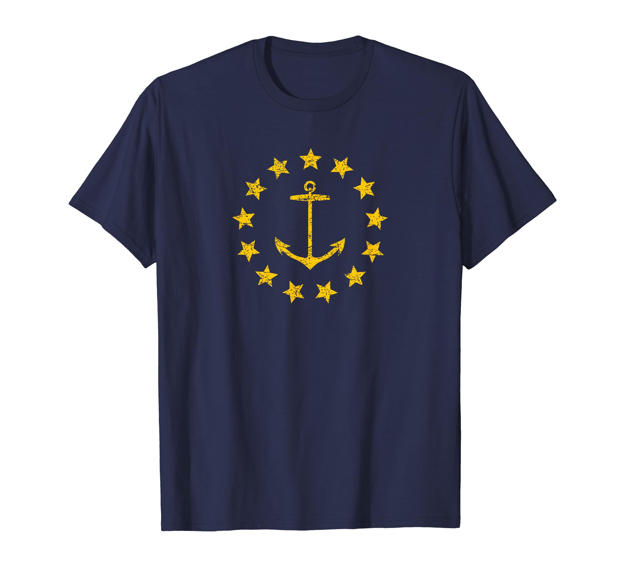 Rhode Island Flag Distressed Anchor T-Shirt - Minimalist Print Men Women - T-Shirt, Sweatshirt, Hoodie