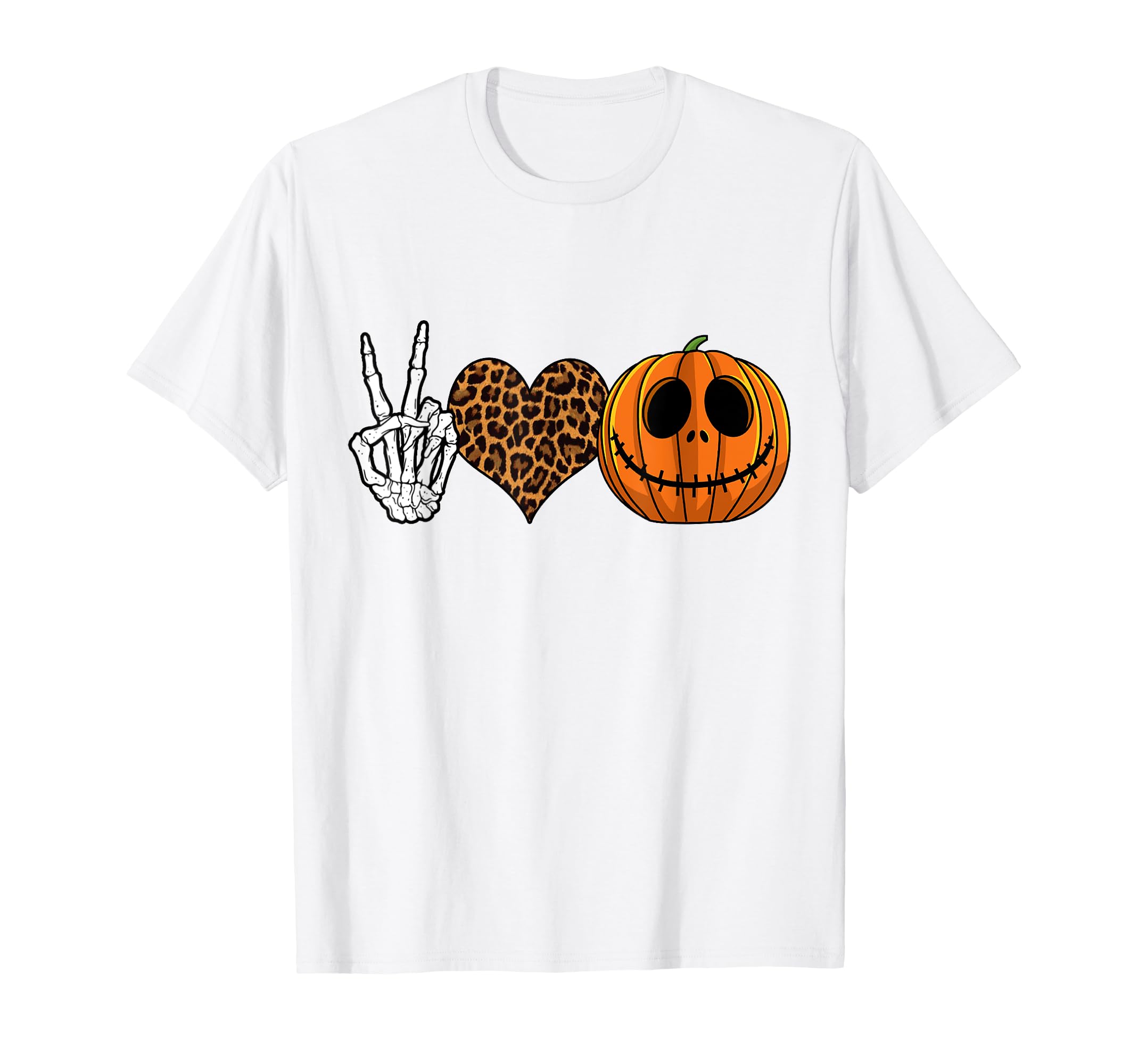 Peace Love Pumpkin Halloween Funny Peace T-Shirt - Graphic Print Unisex - T-Shirt, Sweatshirt, Hoodie