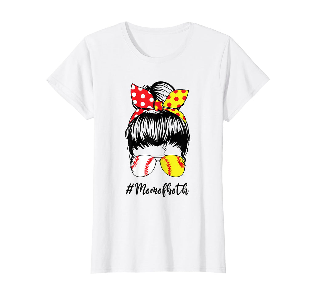 Mom Both Softball Baseball Lover Funny T-Shirt - Custom Art Print Unisex - T-Shirt, Sweatshirt, Hoodie
