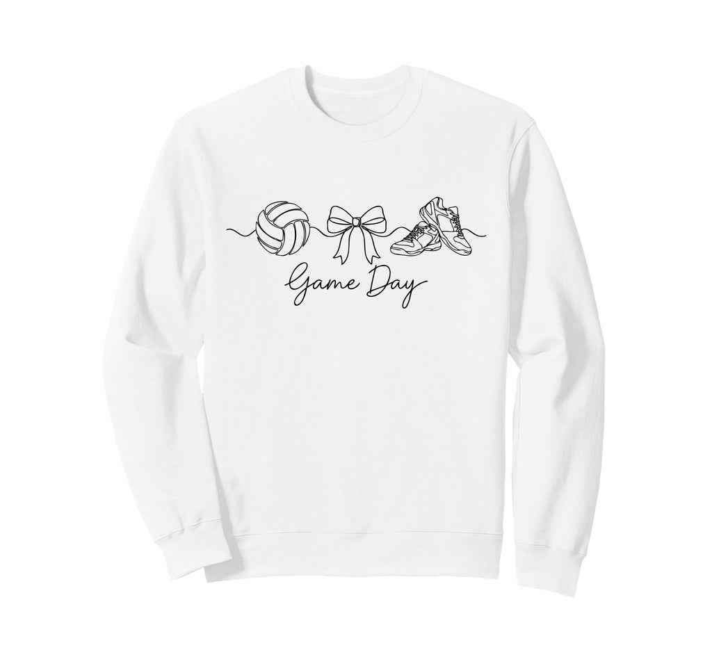 Game Day Volleyball Mom Ball Bow Sweatshirt - Minimalist Print Unisex - T-Shirt, Sweatshirt, Hoodie