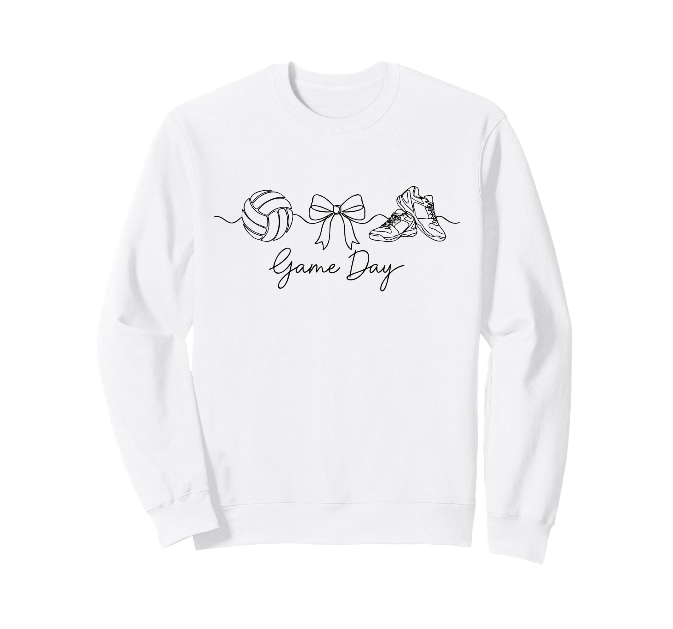 Game Day Volleyball Mom Ball Bow Sweatshirt - Minimalist Print Unisex - T-Shirt, Sweatshirt, Hoodie