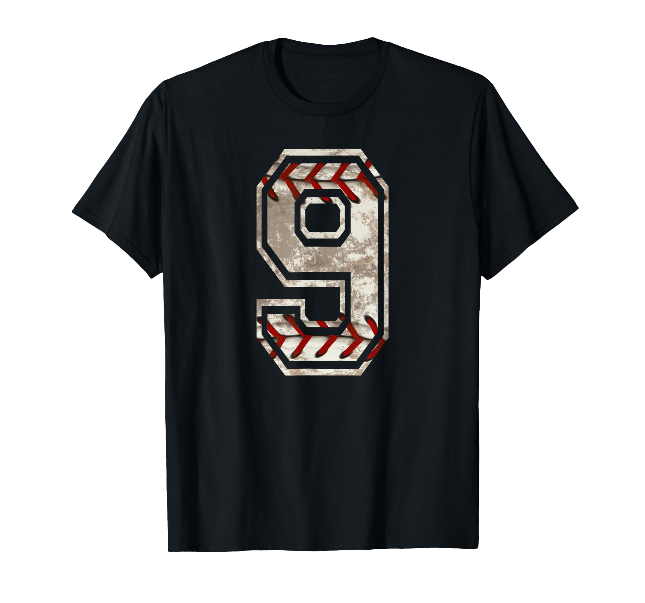 Baseball Jersey Number 9 Distressed T-Shirt - Minimalist Print Men Women - T-Shirt, Sweatshirt, Hoodie