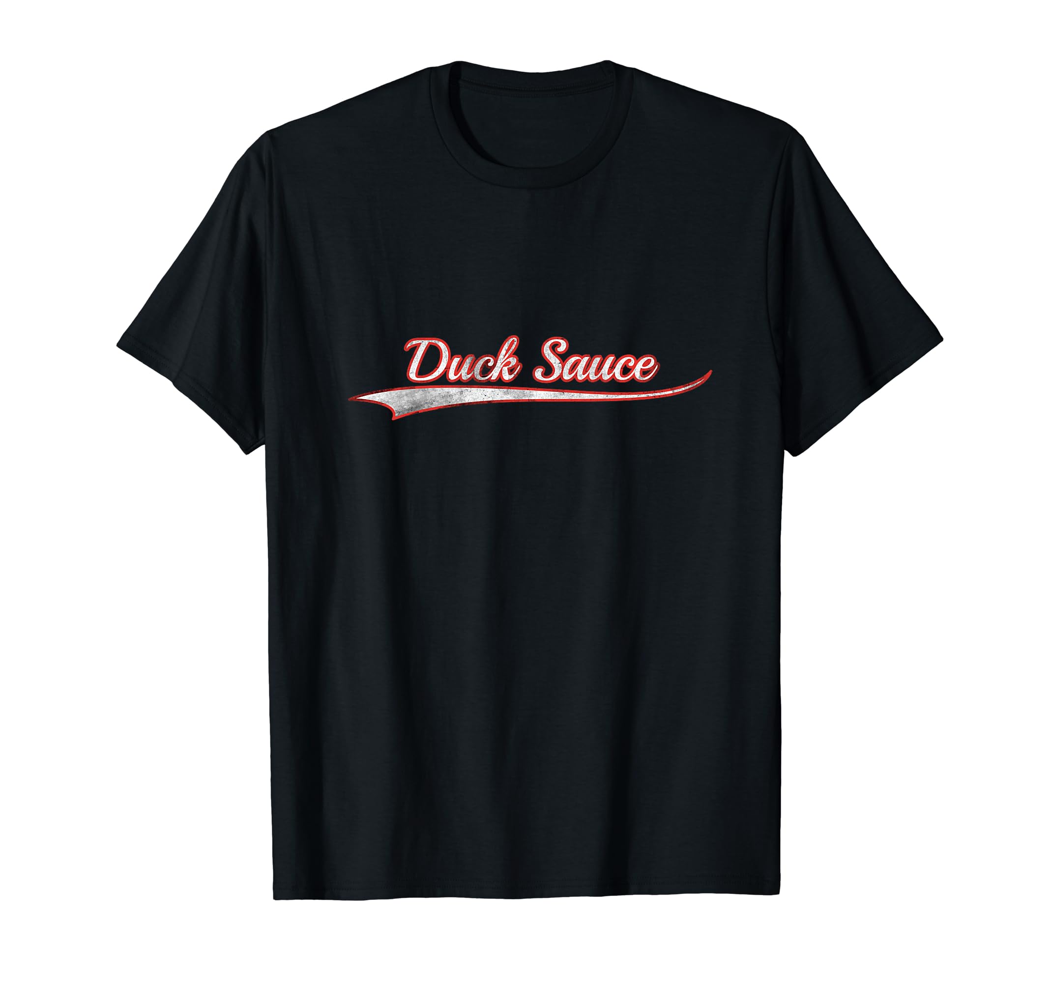 Duck Sauce Varsity Distressed Throwback T-Shirt - Unique Graphic for Adults - T-Shirt, Sweatshirt, Hoodie